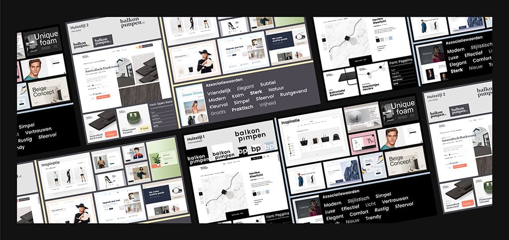 Een uitgebreid mood- en styleboard voor Balkon Pimpen. Dit was belangrijk om de richting van het logo en de website accuraat vast te stellen.